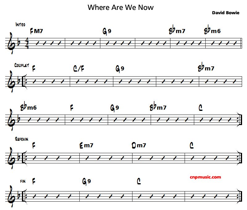 grille harmonique where are we now de David Bowie