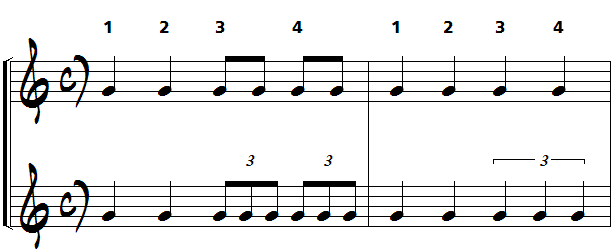 triolet de croches et triolet de noires